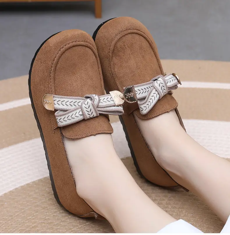 Loafers Women's 2025 Spring New Bow Flat Bean Shoes Soft Bottom Lazy One-Pedal Birkendish Shoes Women — feature 23