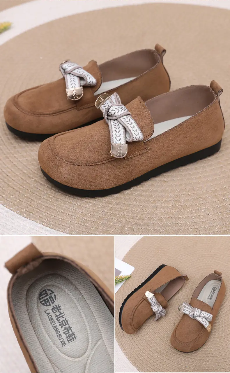 Loafers Women's 2025 Spring New Bow Flat Bean Shoes Soft Bottom Lazy One-Pedal Birkendish Shoes Women — feature 25