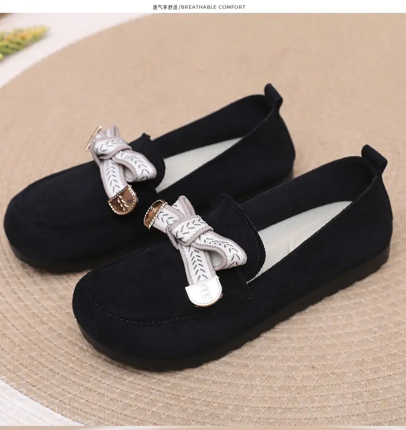 Loafers Women's 2025 Spring New Bow Flat Bean Shoes Soft Bottom Lazy One-Pedal Birkendish Shoes Women — feature 28
