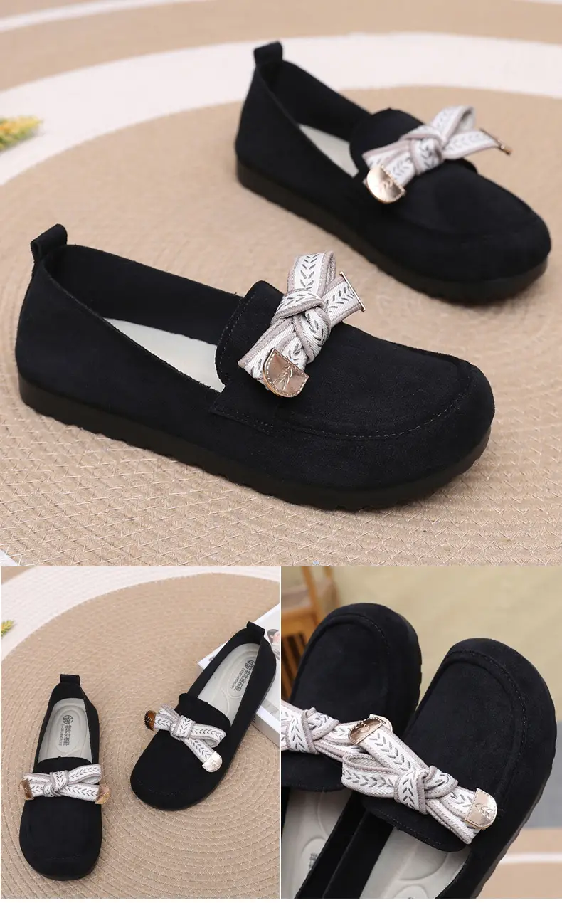 Loafers Women's 2025 Spring New Bow Flat Bean Shoes Soft Bottom Lazy One-Pedal Birkendish Shoes Women — feature 29