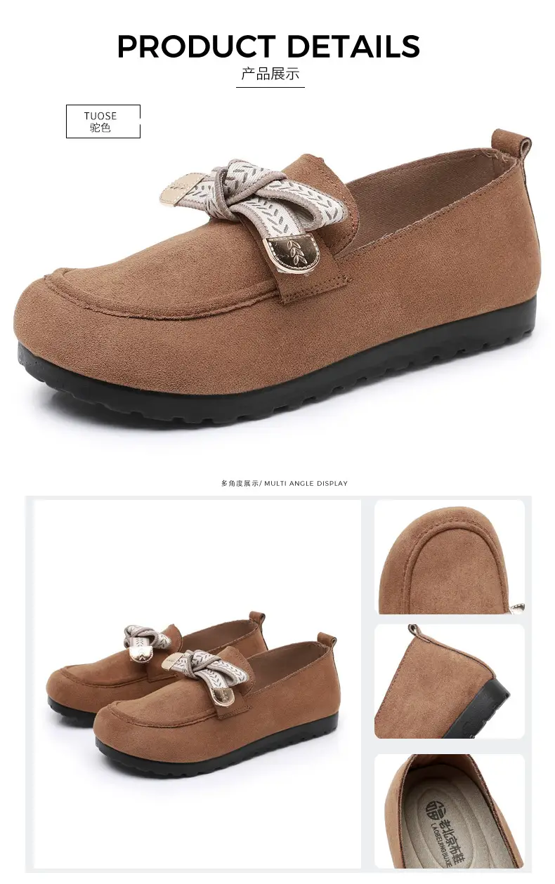 Loafers Women's 2025 Spring New Bow Flat Bean Shoes Soft Bottom Lazy One-Pedal Birkendish Shoes Women — feature 32