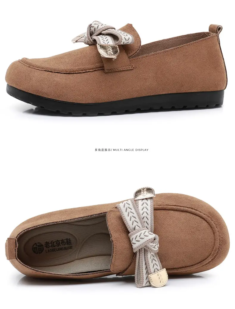 Loafers Women's 2025 Spring New Bow Flat Bean Shoes Soft Bottom Lazy One-Pedal Birkendish Shoes Women — feature 33