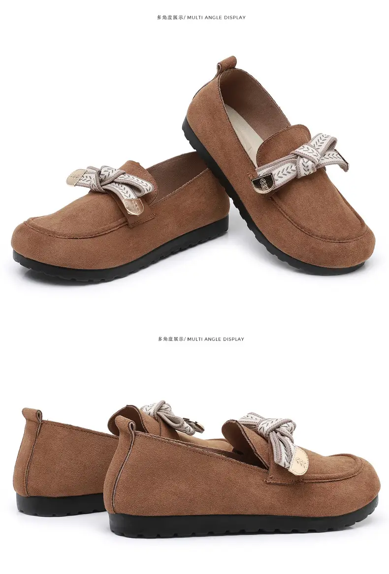Loafers Women's 2025 Spring New Bow Flat Bean Shoes Soft Bottom Lazy One-Pedal Birkendish Shoes Women — feature 34