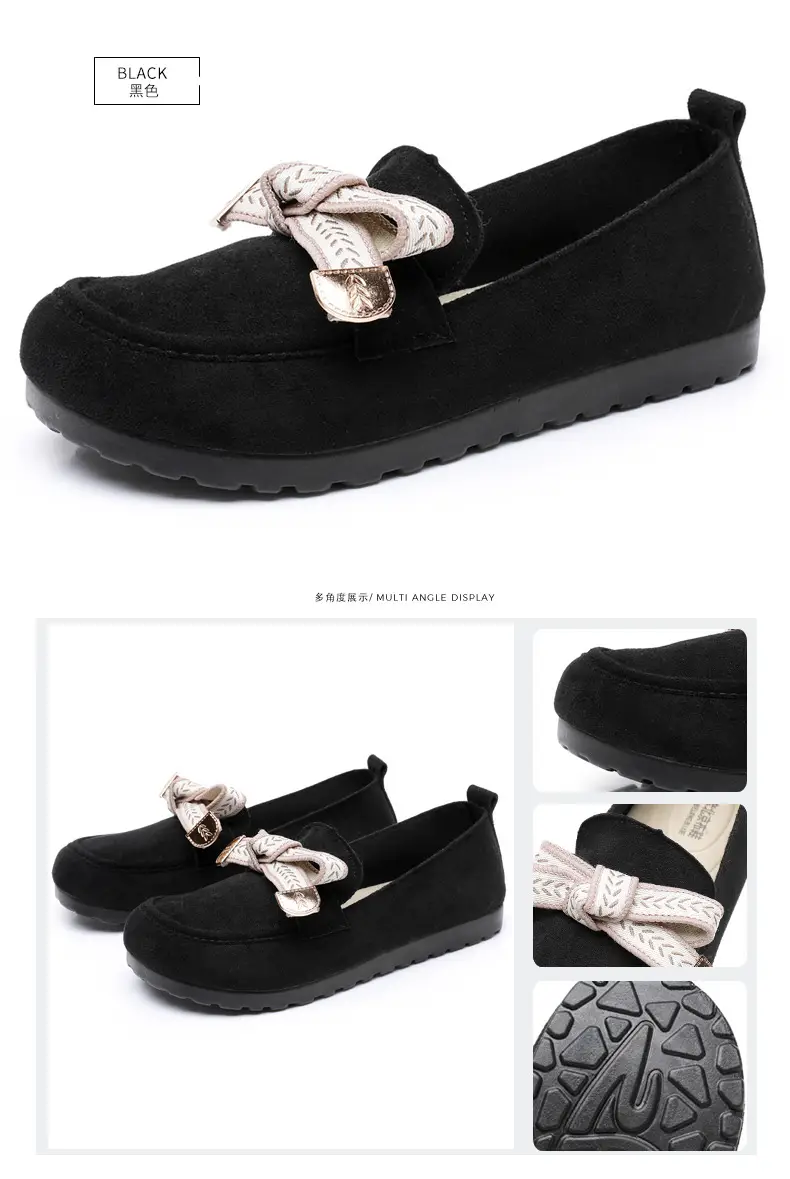 Loafers Women's 2025 Spring New Bow Flat Bean Shoes Soft Bottom Lazy One-Pedal Birkendish Shoes Women — feature 35
