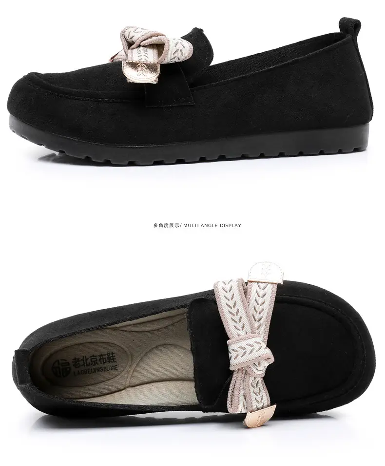 Loafers Women's 2025 Spring New Bow Flat Bean Shoes Soft Bottom Lazy One-Pedal Birkendish Shoes Women — feature 36