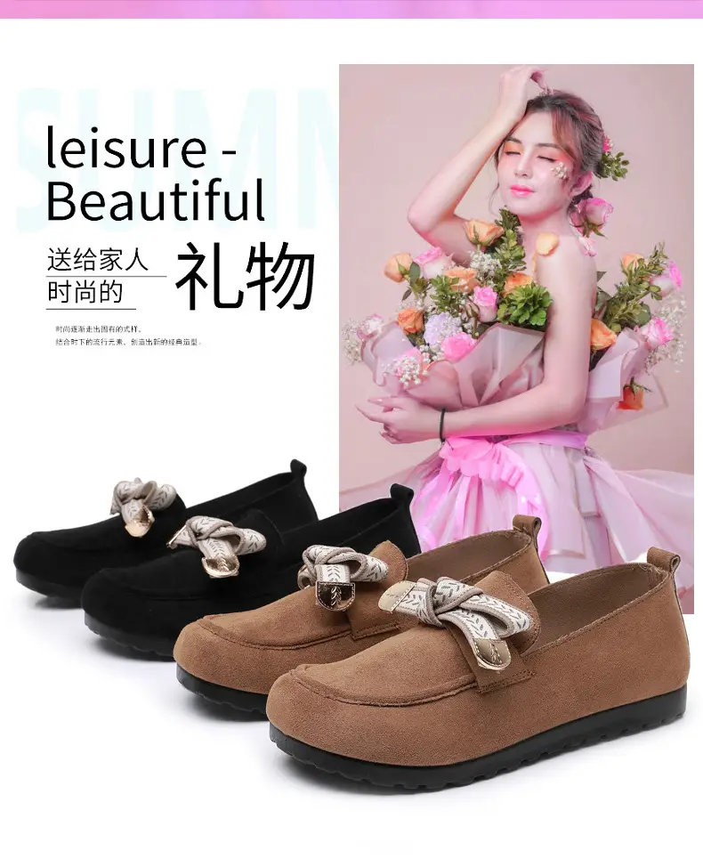Loafers Women's 2025 Spring New Bow Flat Bean Shoes Soft Bottom Lazy One-Pedal Birkendish Shoes Women — feature 4