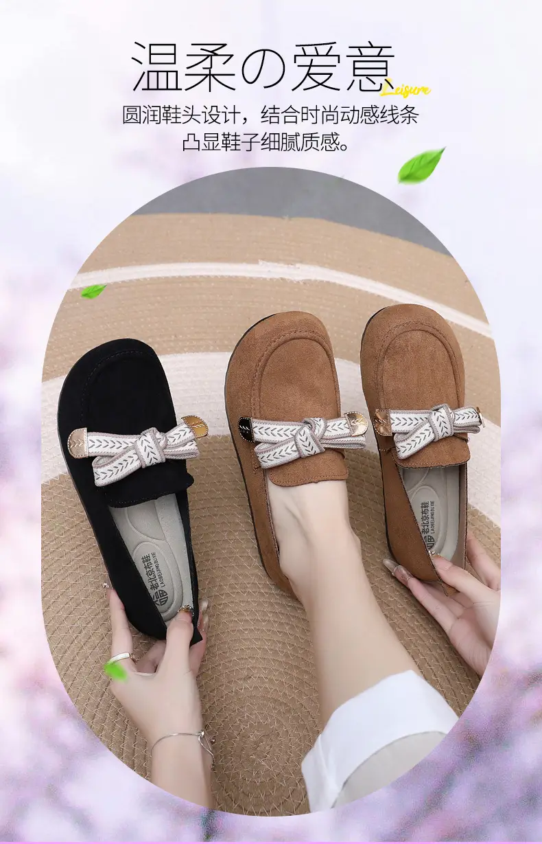 Loafers Women's 2025 Spring New Bow Flat Bean Shoes Soft Bottom Lazy One-Pedal Birkendish Shoes Women — feature 7