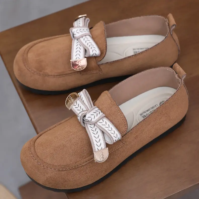 Loafers Women's 2025 Spring New Bow Flat Bean Shoes Soft Bottom Lazy One-Pedal Birkendish Shoes Women