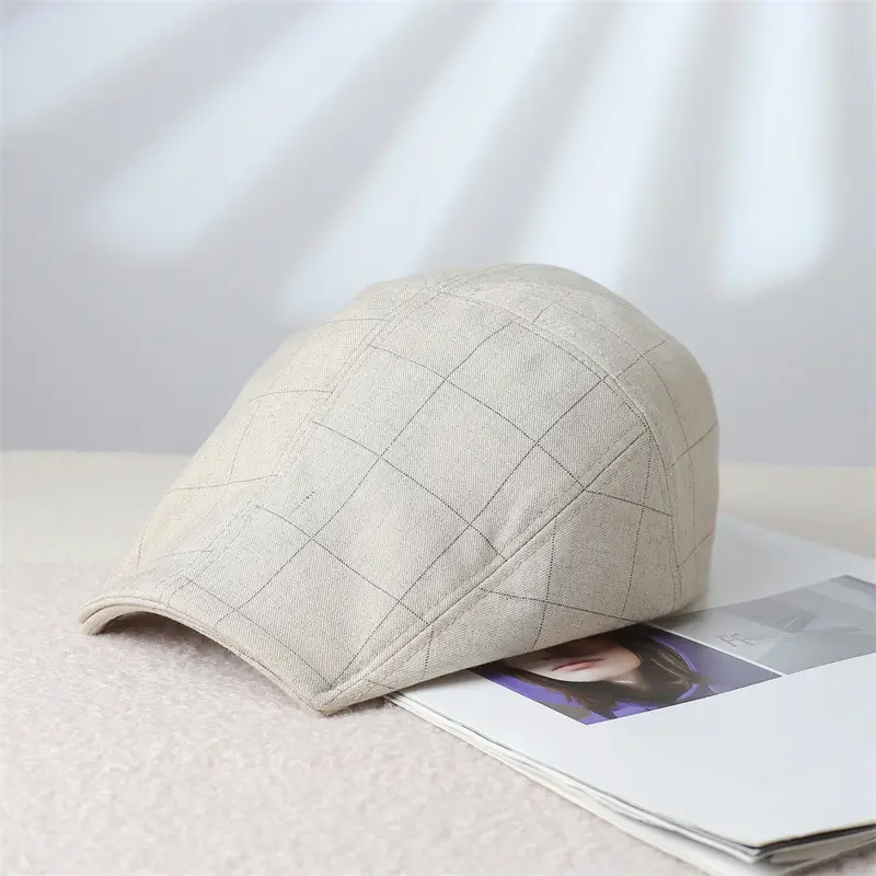 Women's Designer Spring Cap Black Grid Artistic Beret