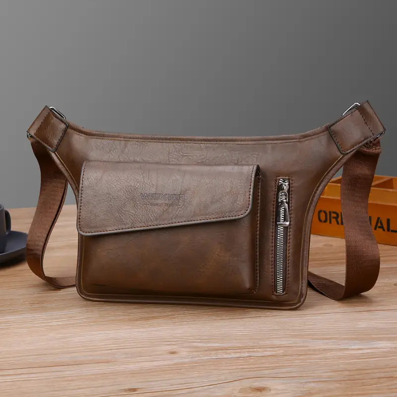 Men's Waterproof Crossbody Bag Tan Large Capacity - Image 7