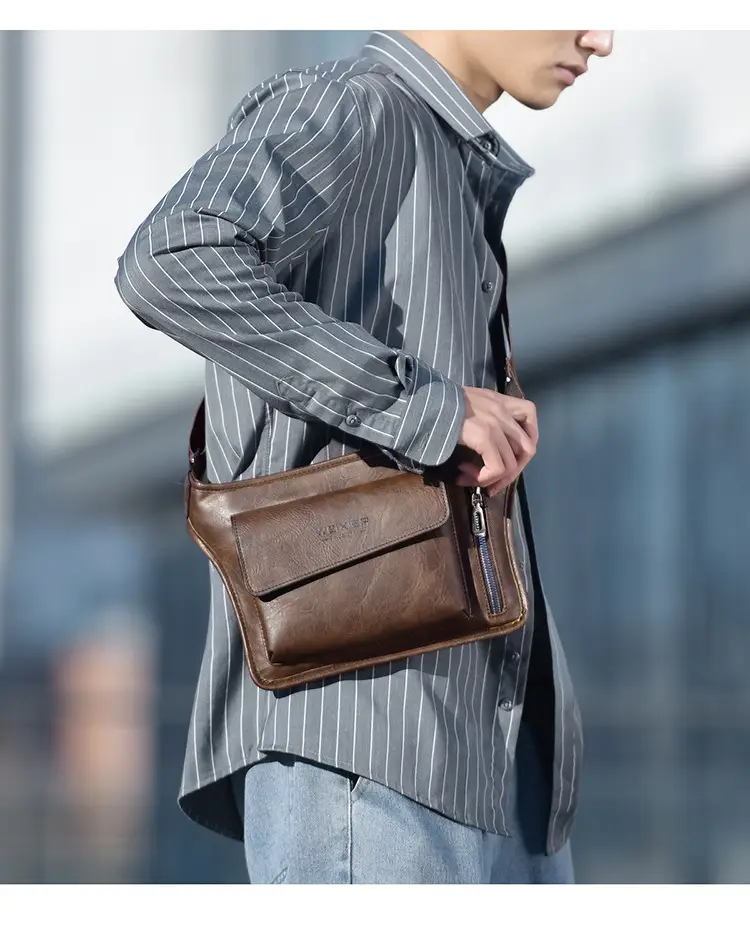 Men's Waterproof Crossbody Bag Tan Large Capacity — feature 16