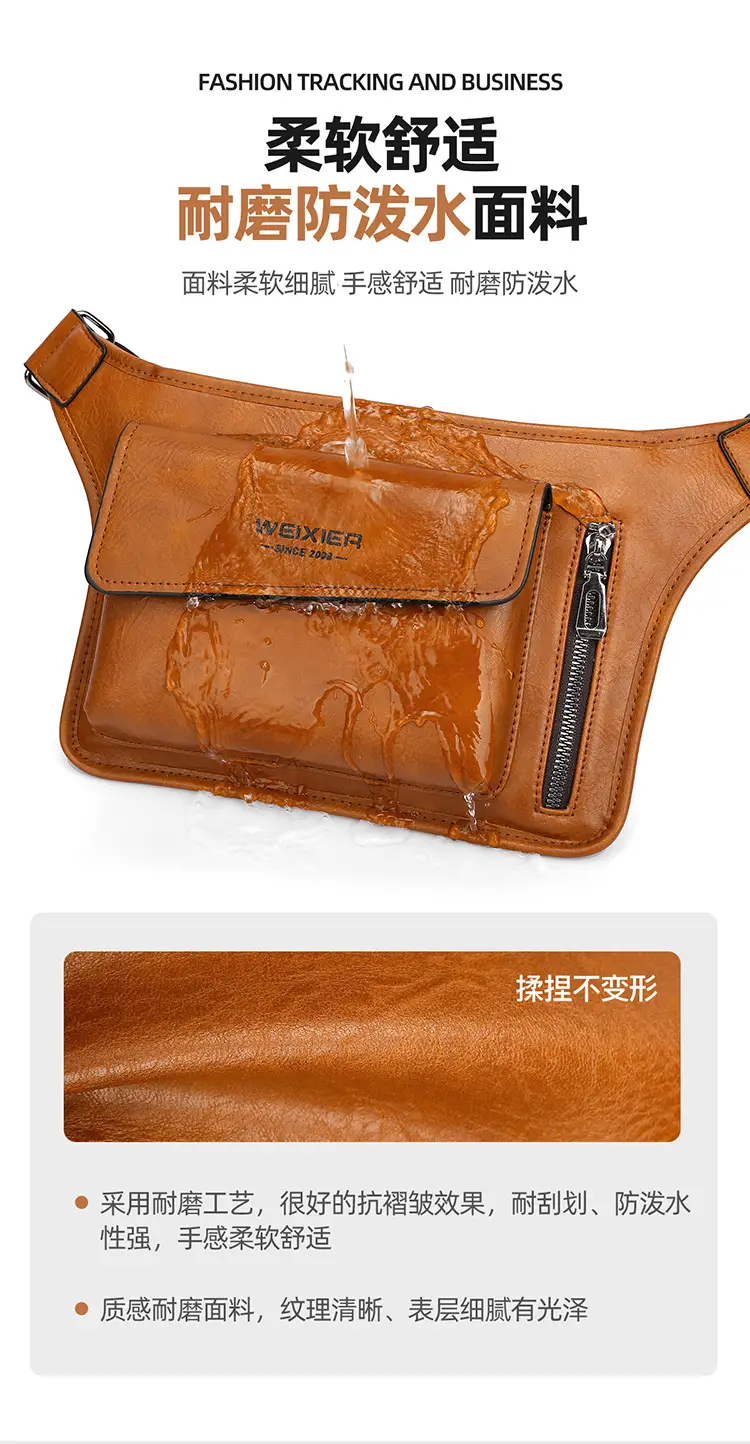 Men's Waterproof Crossbody Bag Tan Large Capacity — feature 7