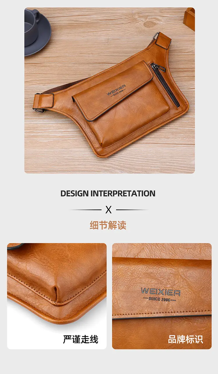 Men's Waterproof Crossbody Bag Tan Large Capacity — feature 9
