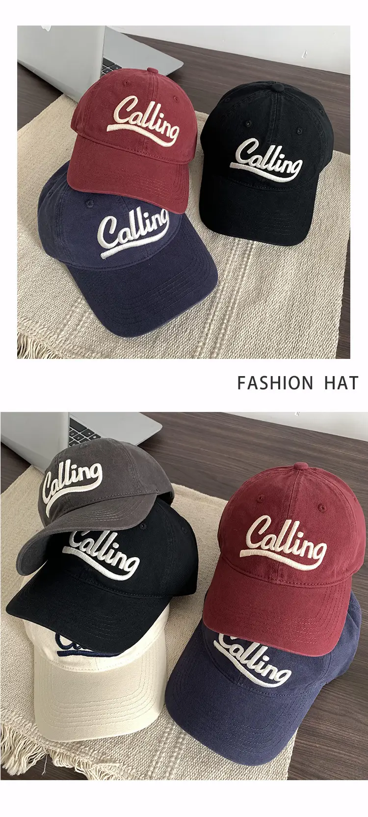 Women Maroon Calling Embroidered Baseball Cap — feature 3