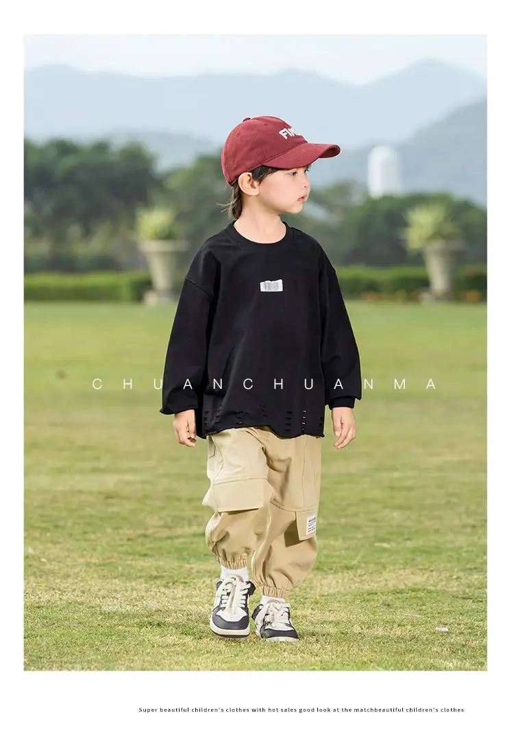 Kids Korean Style Hoodie Set for Boys All Match — feature 23