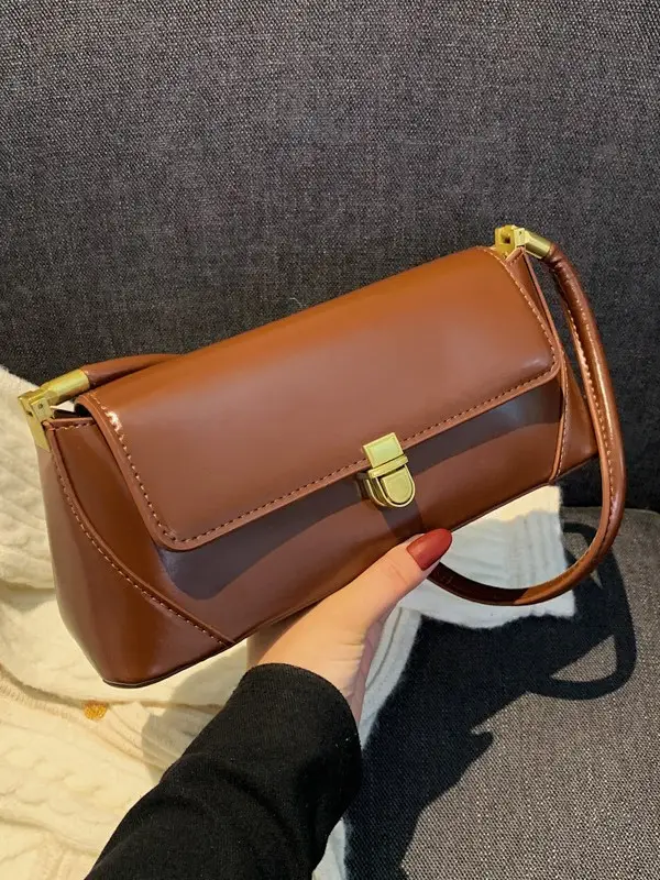 Black Leather Single Shoulder Bag for Women 2025