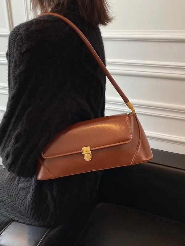 Black Leather Single Shoulder Bag for Women 2025