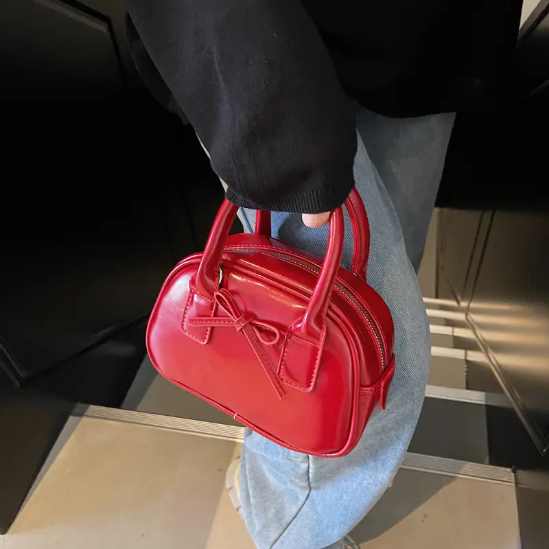 Red Bowknot Shell Handbag for Women