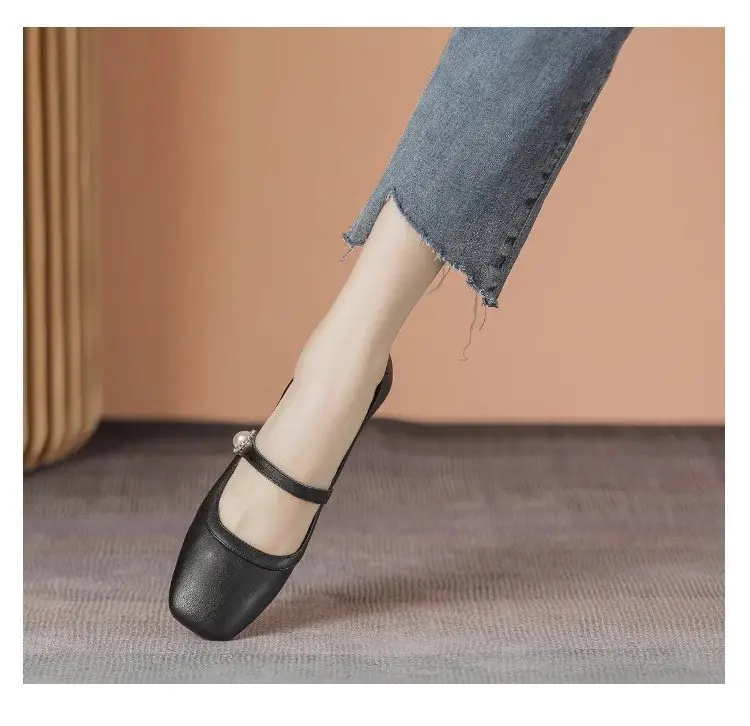 Women's White Square Toe Heel Mary Shoes 2025 Spring — feature 13
