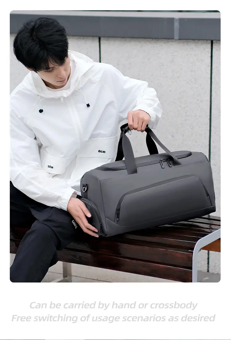 Grey Multi-Function Shoulder Bag for Travel & Fitness — feature 7