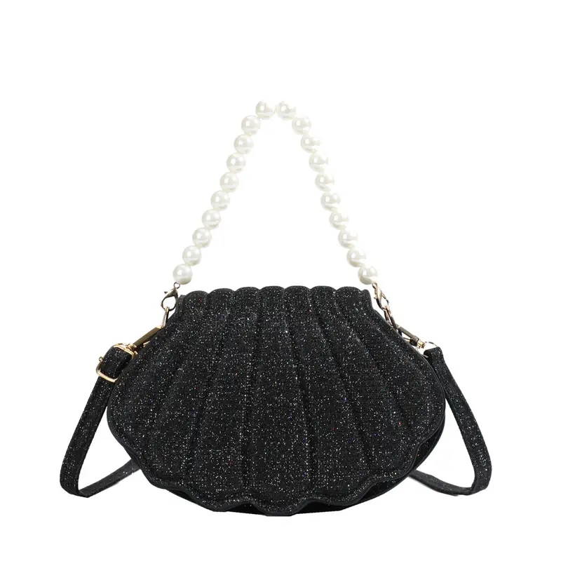Korean Style Pearl Shell Crossbody Bag Brown - Image 9