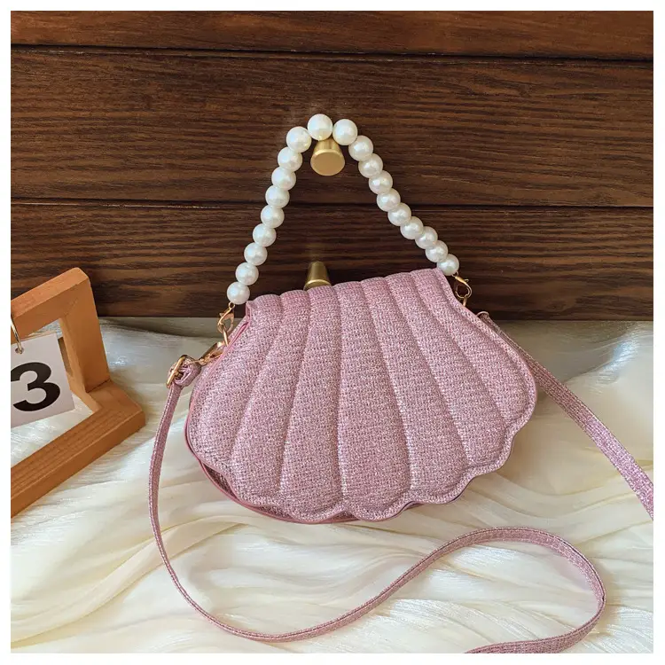 Korean Style Pearl Shell Crossbody Bag Brown — feature 21