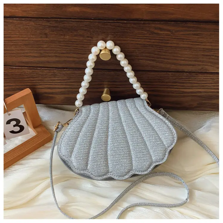 Korean Style Pearl Shell Crossbody Bag Brown — feature 24
