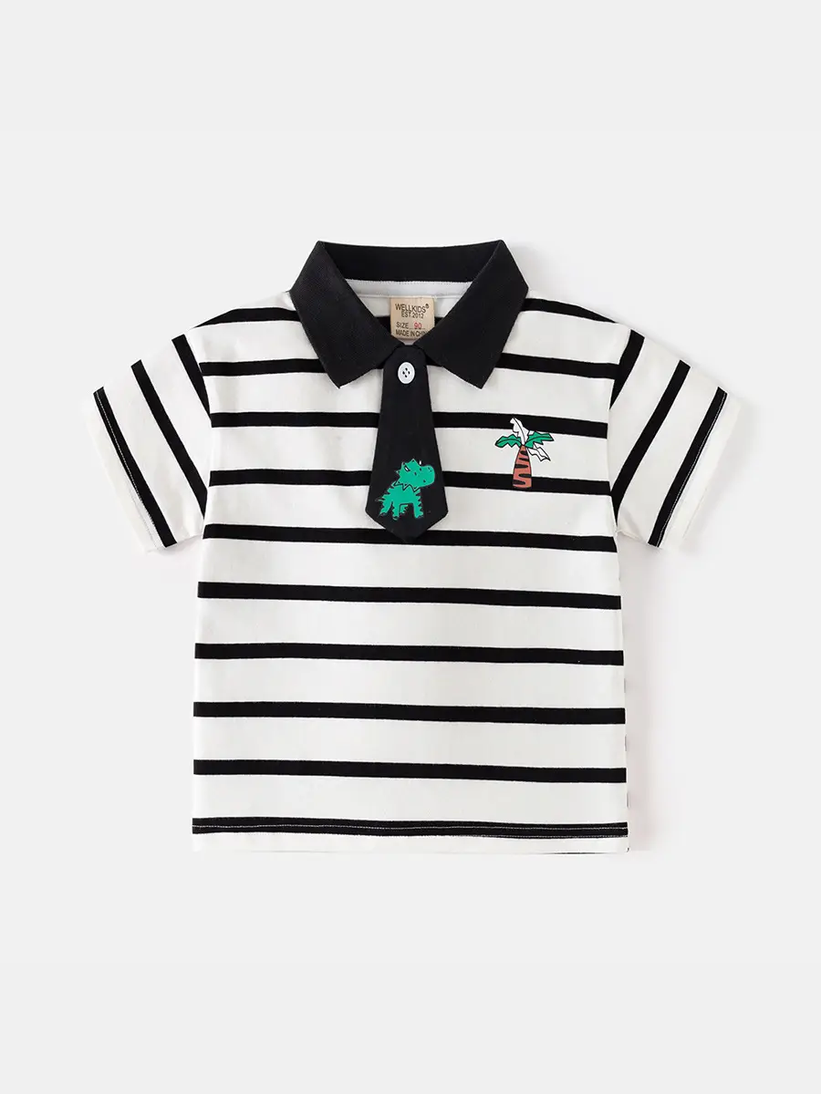 Boys Navy Striped Polo Shirt Summer 2025 - Image 4
