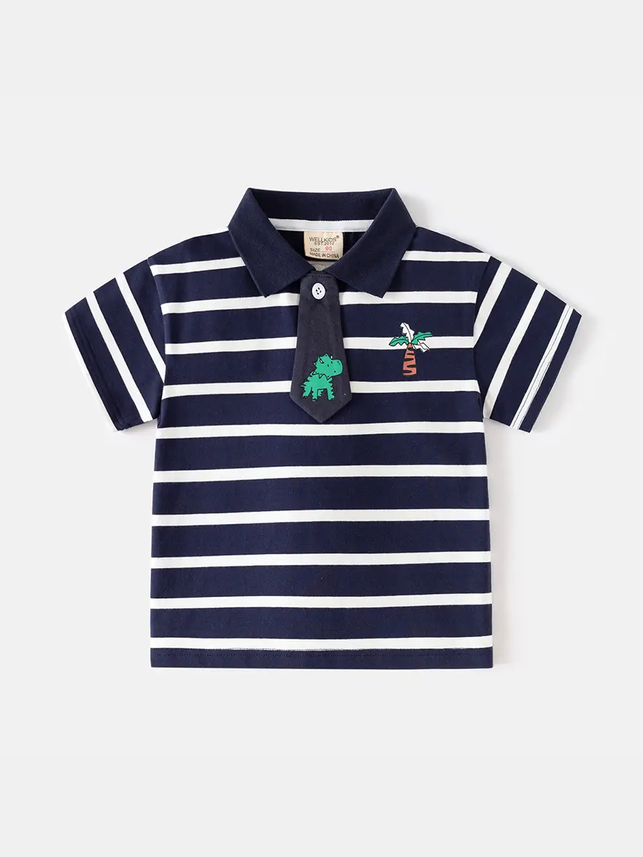 Boys Navy Striped Polo Shirt Summer 2025 - Image 5