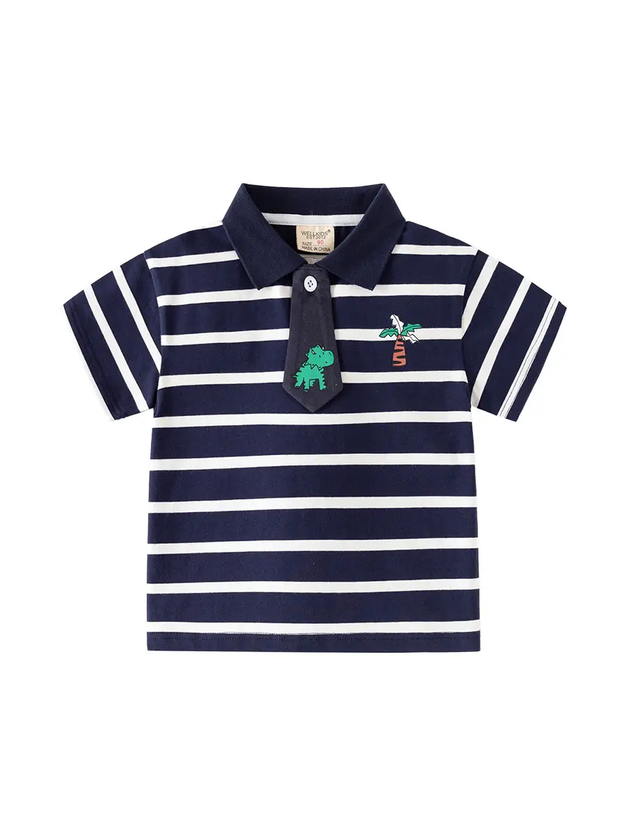 Boys Navy Striped Polo Shirt Summer 2025 - Image 7