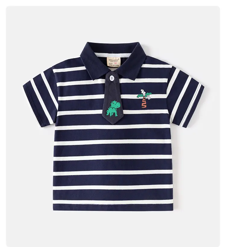 Boys Navy Striped Polo Shirt Summer 2025 — feature 1