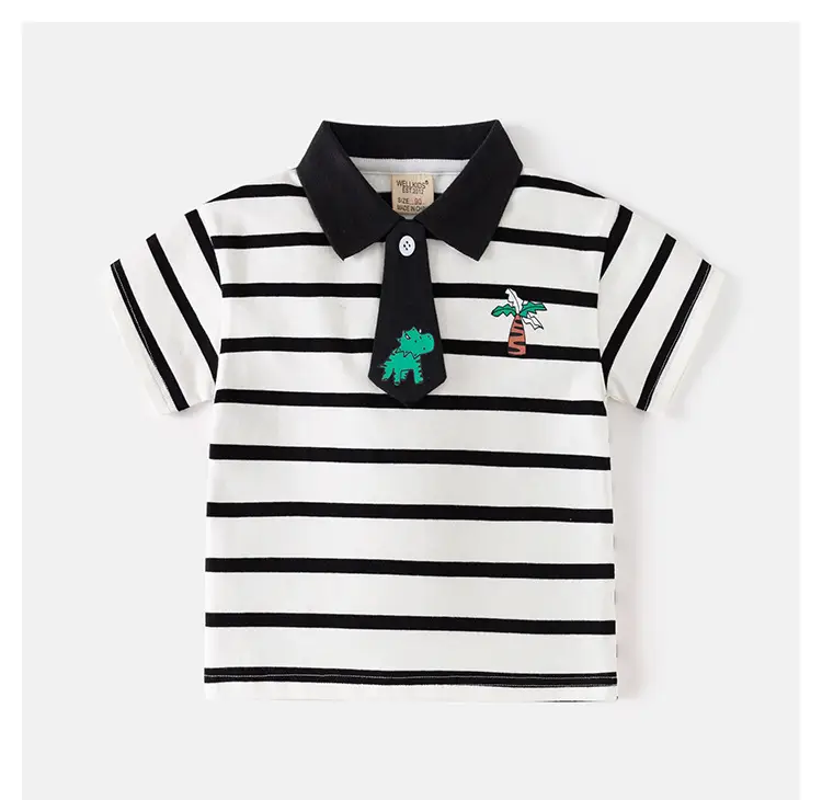 Boys Navy Striped Polo Shirt Summer 2025 — feature 10
