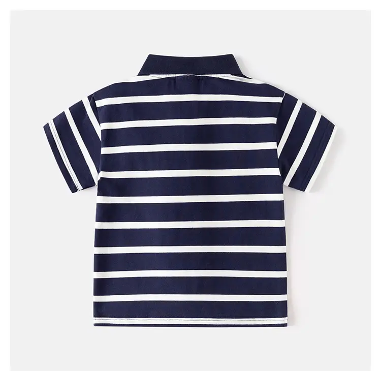 Boys Navy Striped Polo Shirt Summer 2025 — feature 9