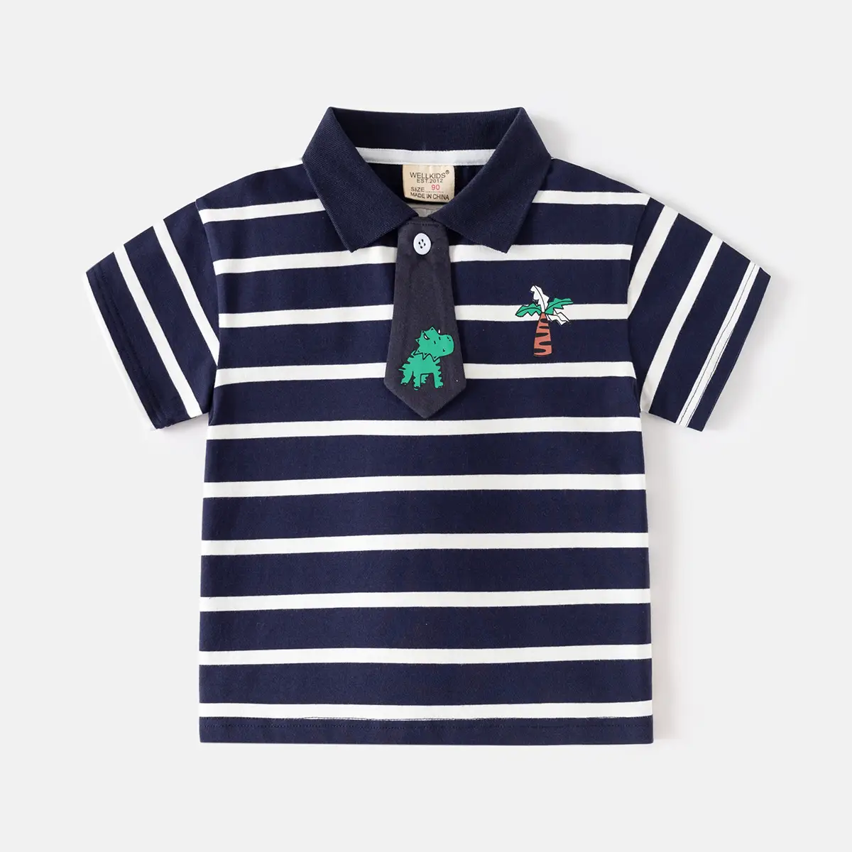 Boys Navy Striped Polo Shirt Summer 2025 - Image 2