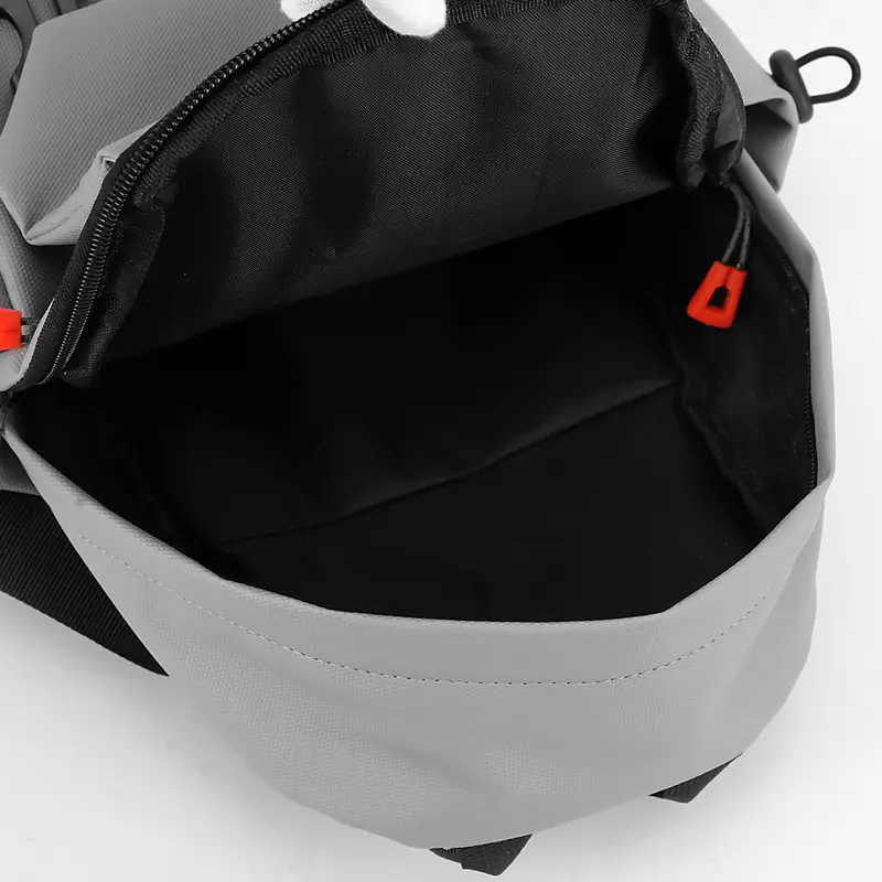 Men's Grey Shoulder Crossbody Backpack with Red Zippers