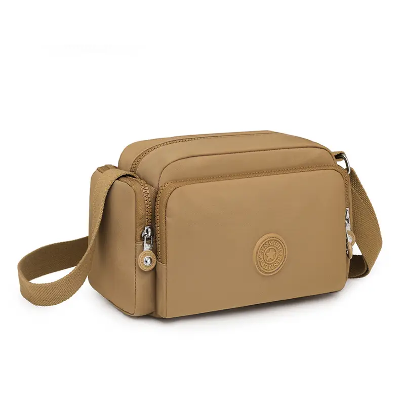 Women Crossbody Bag Water Resistant Nylon Tan - Image 12