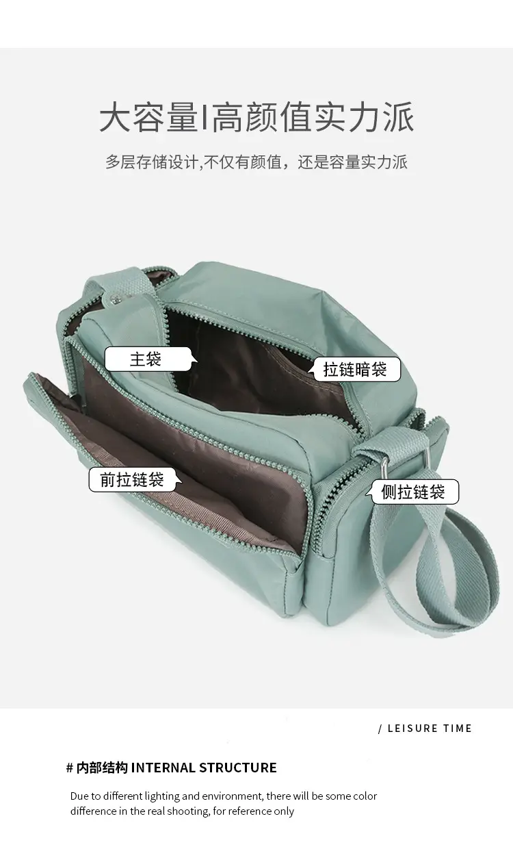 Women Crossbody Bag Water Resistant Nylon Tan — feature 10