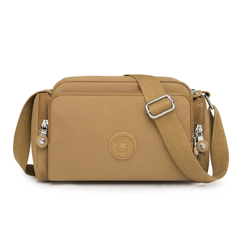Women Crossbody Bag Water Resistant Nylon Tan - Image 2