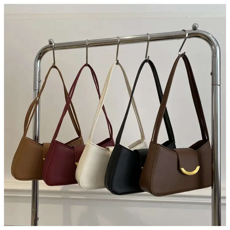 Women's Black Shoulder Bag with Gold Trim 2024 Spring — feature 23