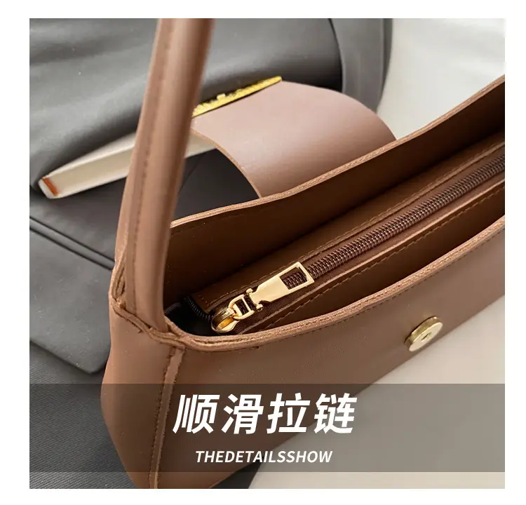 Women's Black Shoulder Bag with Gold Trim 2024 Spring — feature 4