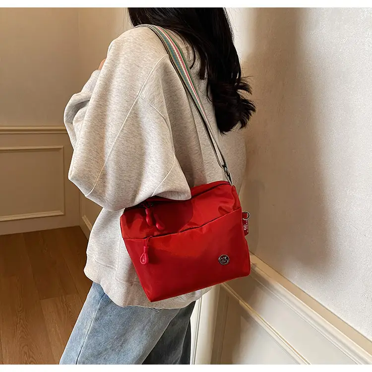 Red Nylon Crossbody Bag for Women Lightweight Commuter Mobile Bag — feature 14