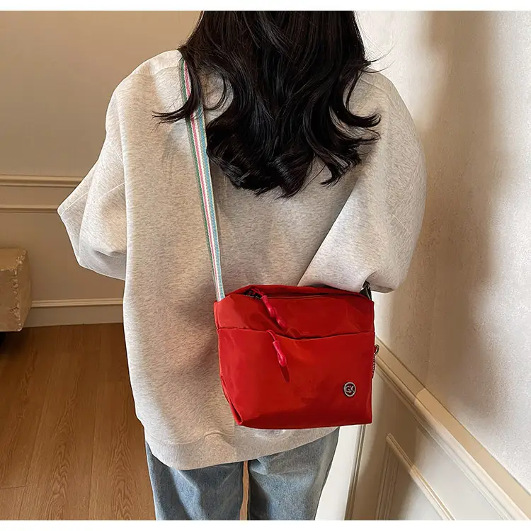 Red Nylon Crossbody Bag for Women Lightweight Commuter Mobile Bag — feature 16