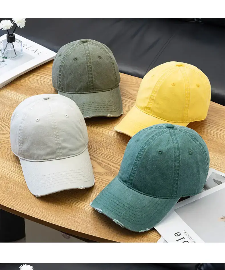 Grey Wash & Distressed Baseball Cap with Logo Print — feature 14