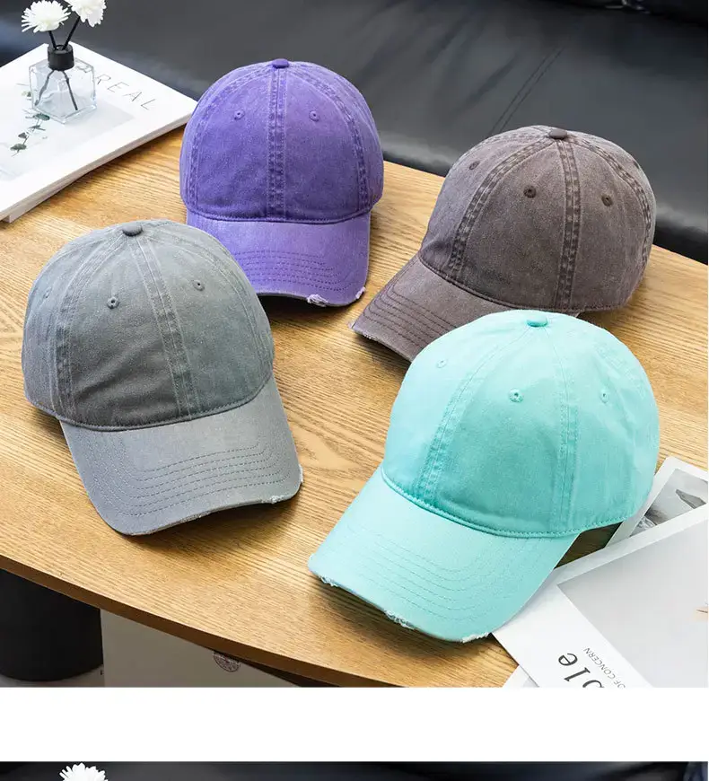 Grey Wash & Distressed Baseball Cap with Logo Print — feature 15