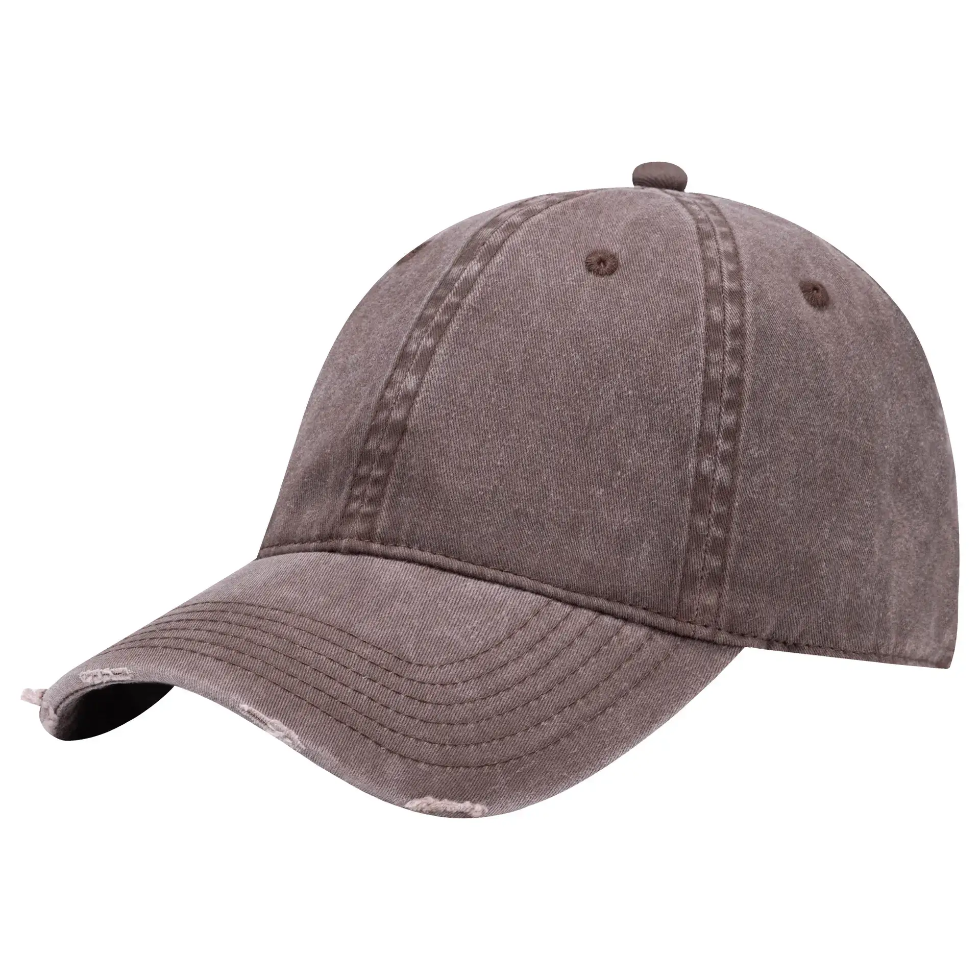 Grey Wash & Distressed Baseball Cap with Logo Print - Image 10