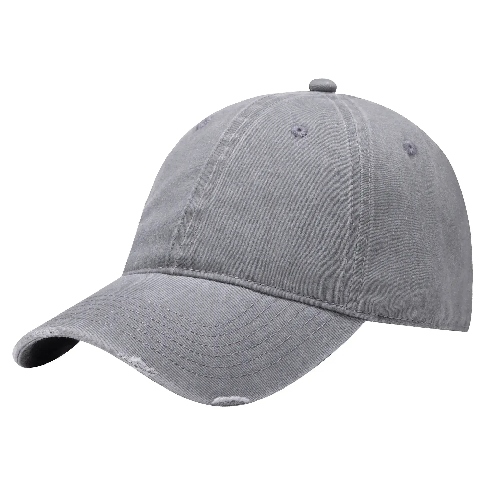 Grey Wash & Distressed Baseball Cap with Logo Print - Image 12
