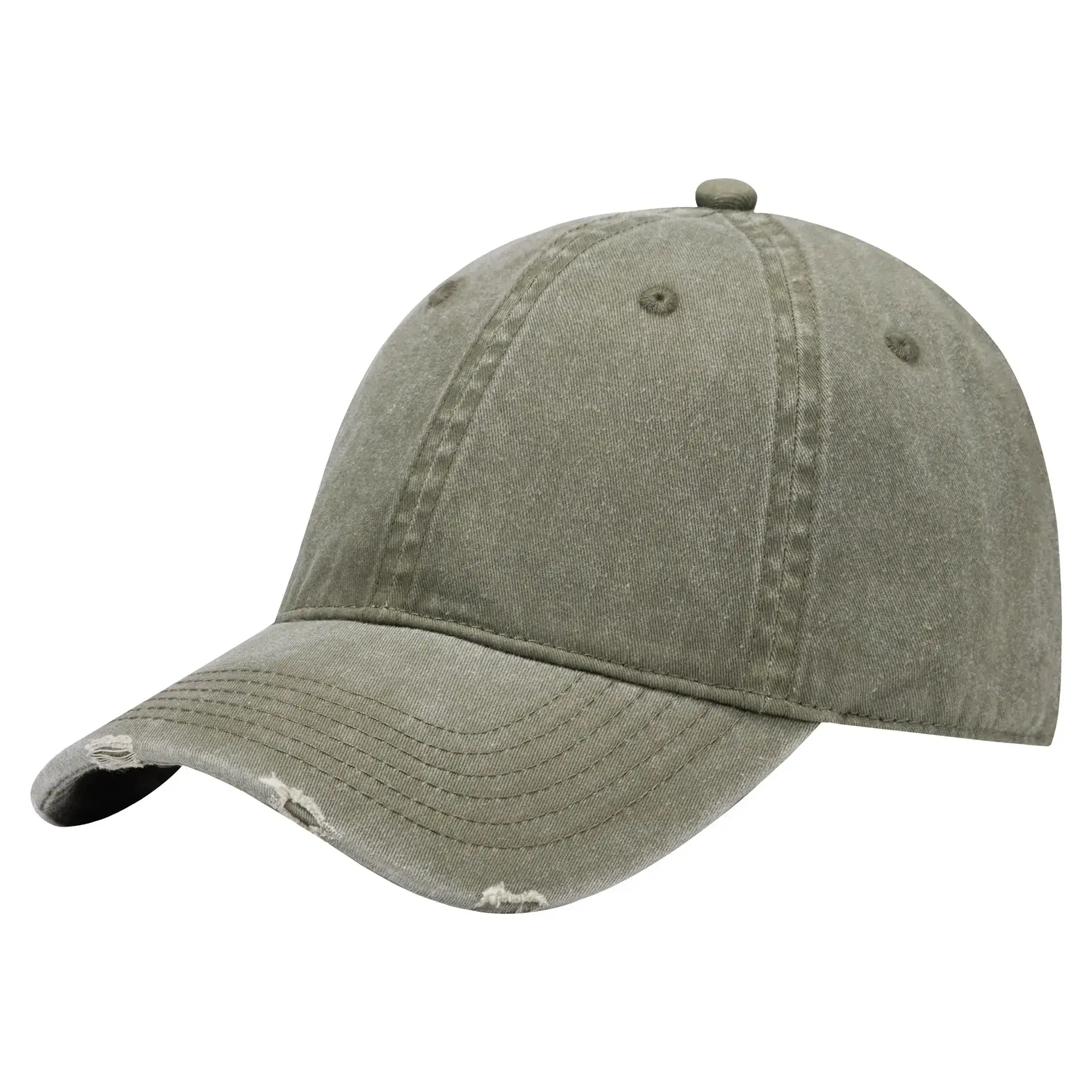 Grey Wash & Distressed Baseball Cap with Logo Print - Image 13
