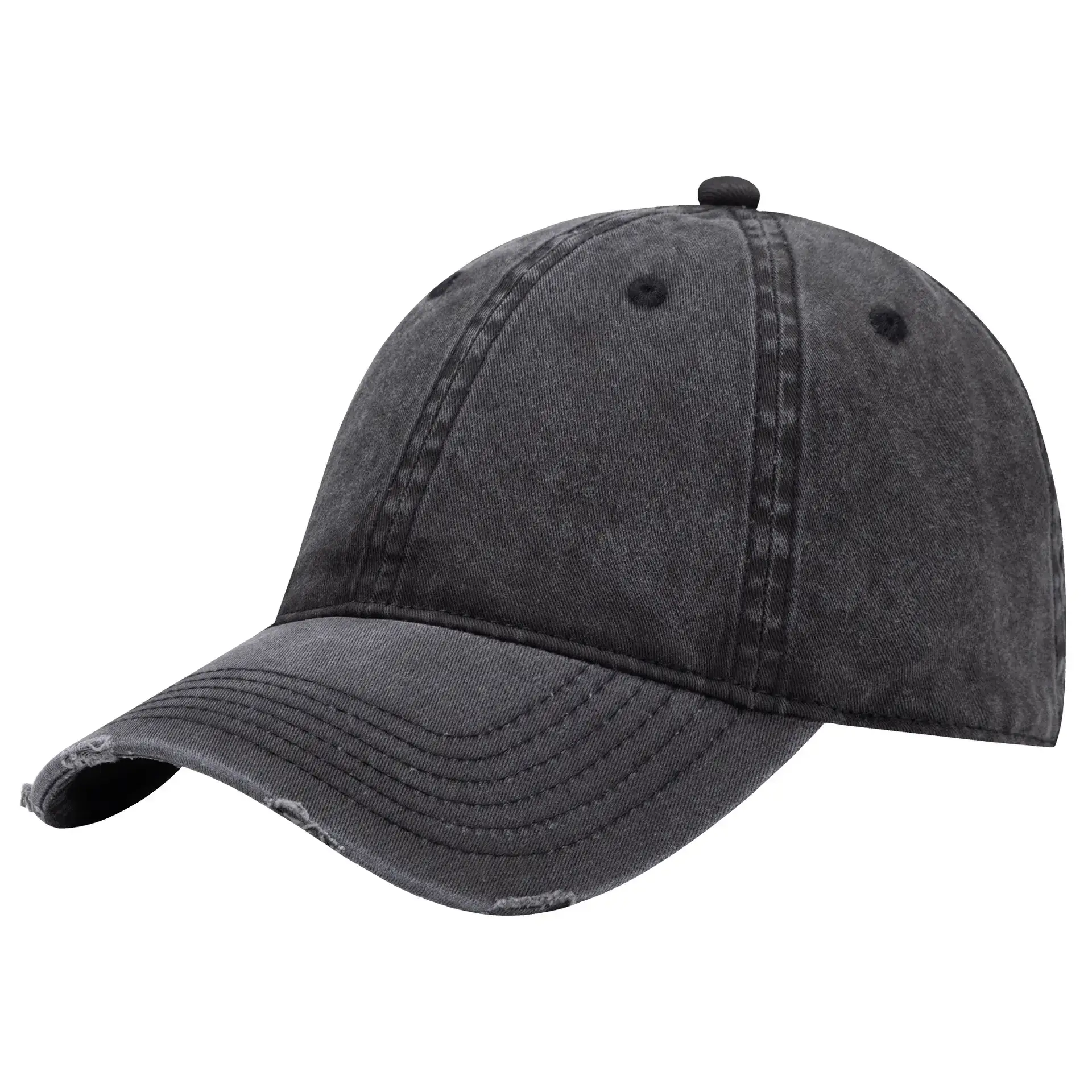 Grey Wash & Distressed Baseball Cap with Logo Print - Image 14