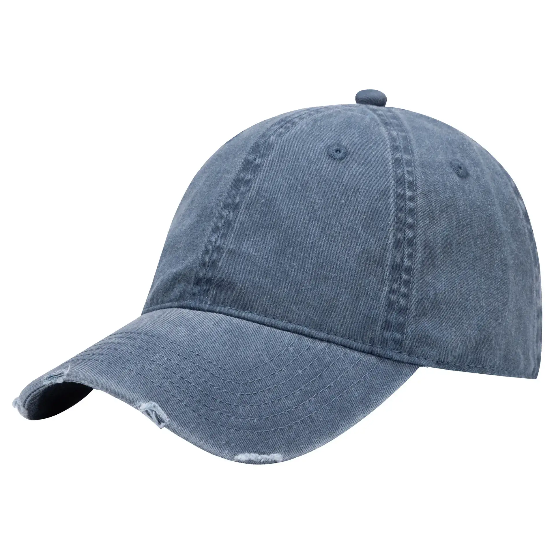 Grey Wash & Distressed Baseball Cap with Logo Print - Image 4