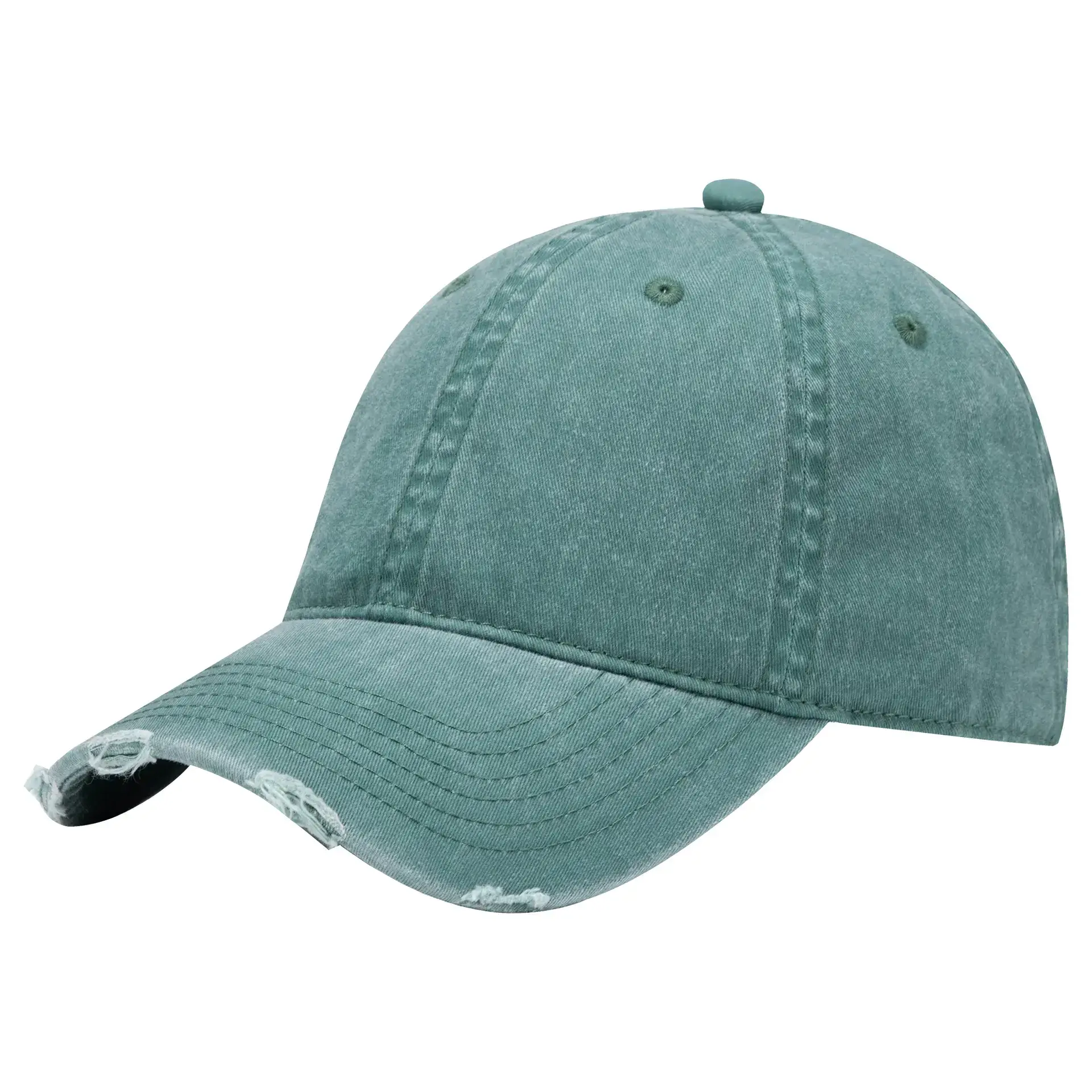 Grey Wash & Distressed Baseball Cap with Logo Print - Image 7